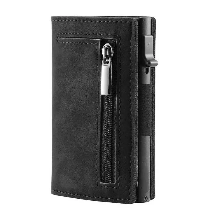 RFID مصمم جلد الألومنيوم . Custom Slim RFID Blocking Designer