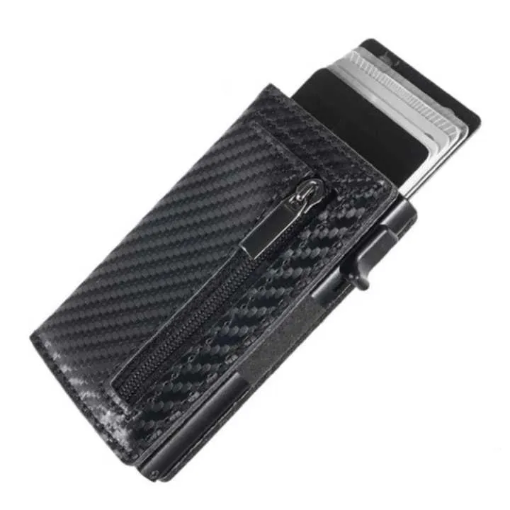 RFID مصمم جلد الألومنيوم . Custom Slim RFID Blocking Designer