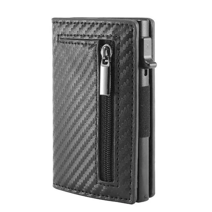 RFID مصمم جلد الألومنيوم . Custom Slim RFID Blocking Designer