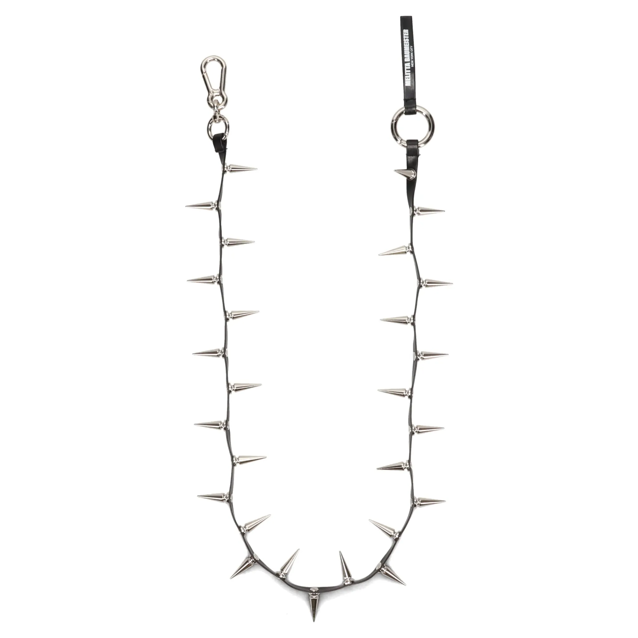 SPIKEY LEATHER CHAIN / SILVER PLEATHER