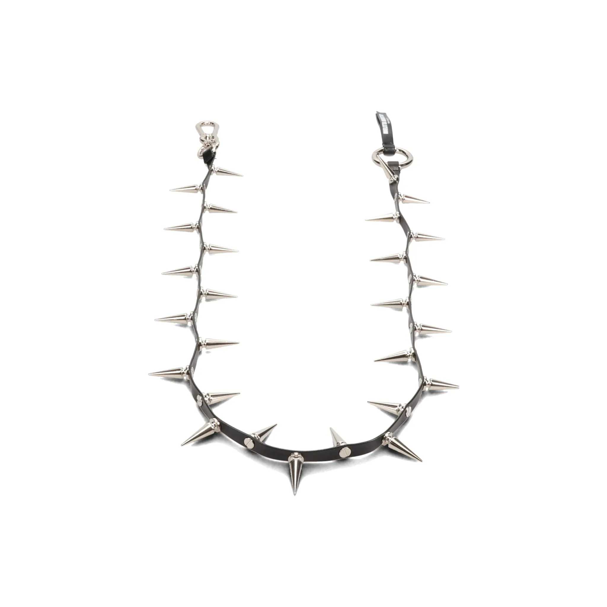 SPIKEY LEATHER CHAIN / SILVER PLEATHER