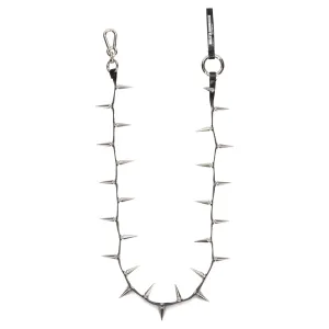 SPIKEY LEATHER CHAIN / SILVER PLEATHER