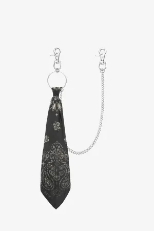 The Vintage Paisley Silk Bandana Chain | Vintage Black & Dirty White