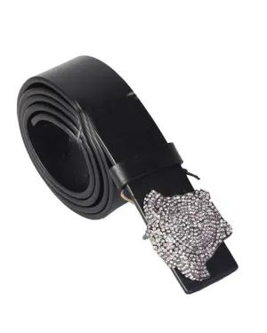 Versace Crystal 3D Medusa Patent Leather Belt - Black