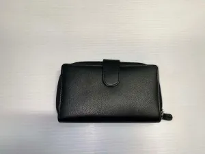 Wallet - Black leather genuine lether purse with cardholders