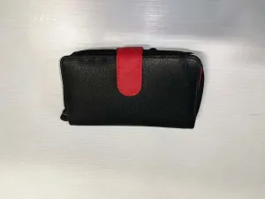 Wallet - Red/Black genuine leather purse with cardholders